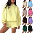 thumbnail image 1 of Dazajoo Womens 2 Piece Outfits Long Sleeve Hoodie and High Waist Shorts with Pockets Sweatsuit Sets Fall Clothes,Sky Blue,S, 1 of 6
