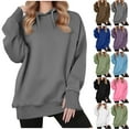 thumbnail image 1 of Dazajoo Womens Athletic Sweatshirts Long Sleeve Oversized Hoodies with Thumb Holes Lightweight Comfy Drawstring Pullover Hooded,Blue,XL, 1 of 10
