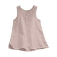 thumbnail image 1 of Dazajoo Womens Cotton Linen Vest 2024 Summer Basic Solid Color Plus Size Sleeveless Tanks Casual Fashion Button Round Neck Tank Tops for Women,Pink,L, 1 of 6