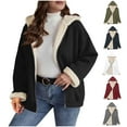 thumbnail image 1 of Dazajoo Womens Fall Winter Lined Sherpa Zip Up Hooded Sweatshirt Solid Color Long Sleeve Hoodies with Pockets Black,M, 1 of 8