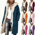 thumbnail image 1 of Dazajoo Womens Fleece Lined Long Coat with Hood Trendy Sherpa Down Jackets Winter Warm Parka Outerwear Puffer Jacket,Hot Pink,XXL, 1 of 7