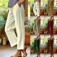 thumbnail image 1 of Dazajoo Womens Gauze Pants Elastic High Waisted Cotton Linen Pants with Pockets Summer Solid Color Beach Lounge Trousers Weekly Sale,Brown,XXXL, 1 of 8