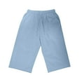 thumbnail image 1 of Dazajoo Womens Knee Length Bermuda Shorts Elastic Waist Drawstring Linen Shorts Summer Capri Shorts with Pockets,Sky Blue,XXL, 1 of 5