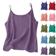 thumbnail image 1 of Dazajoo Womens Linen Tank Tops Spring Summer Relaxed Fit Sleeveless Shirts Plus Size Round Neck Spaghetti Strap Camisoles,Green XXXL, 1 of 7