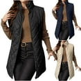 thumbnail image 1 of Dazajoo Womens Long Puffer Vest Sleeveless Zip Up Winter Coats Quilted Down Lightweight Jackets with Pockets,Black,L, 1 of 10