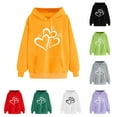 thumbnail image 1 of Dazajoo Womens Oversized Heart Print Couples Hoodies Long Sleeve Lightweight Drawstring Sweatshirts with Pocket,Purple,M, 1 of 7