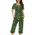 thumbnail image 1 of Dazajoo Womens Pajama Sets Cotton Sleepwear Tops with Capri Pants Summer Pjs 2 Piece St Patricks Day Lightweight Comdy Loungewear Home Suits,Multicolor,M, 1 of 4