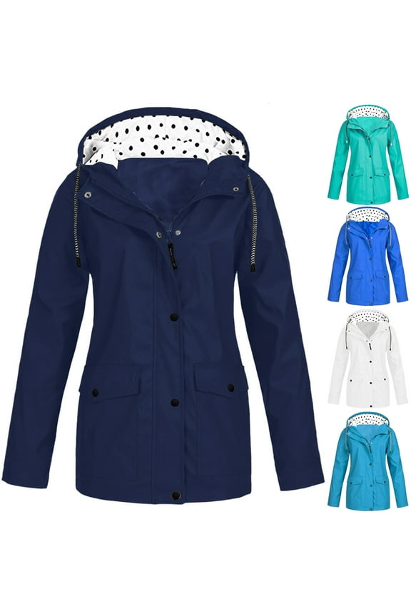 Womens Plus Size Waterproof Rain Jacket Lightweight Hooded Raincoat Long Sleeve Outdoor Active Outwear 2024 Relaxed Fit Solid Color Zip Up Windbreaker for Women,Green,XL