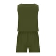 thumbnail image 1 of Dazajoo Womens Summer 2 Piece Outfits Vacation Casual Trendy Shorts Matching Square Neck Sleeveless Shirts Casual Linen Outfits for Women 2024 Solid Color Fashion Loungewer Suits,Army Green,XS, 1 of 3