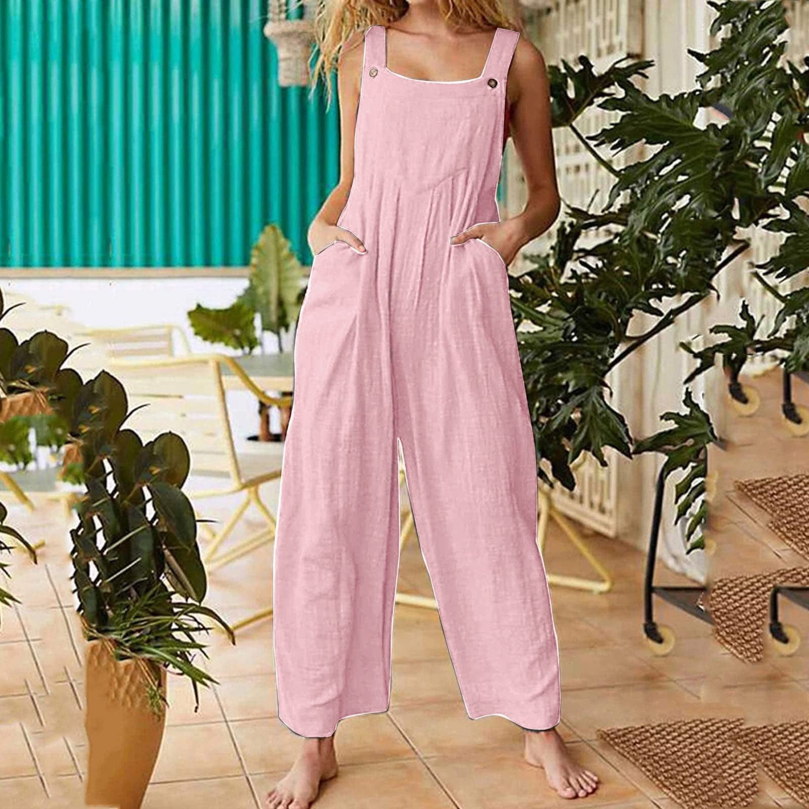 Women’s Chiffon Jumpsuit - Long Wide Leg Romper With Pockets, Wedding Guest Outfit, Cowl Neck & Pleated Design, Size 4 Peach - View #10