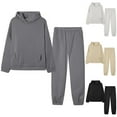 thumbnail image 1 of Dazajoo Womens Two Piece Tracksuit Set Long Sleeve Hooded Pullover and Elastic Waist Sweatpants Solid Color Jogger Sets with Pockets,White,S, 1 of 8