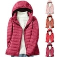 thumbnail image 1 of Dazajoo Womens Winter Down Jacket Plus Size Lightweight Packable Puffer Coats Warm Hooded Windbreaker,Pink,M, 1 of 9