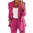 thumbnail image 1 of Dazajoo Womens Work Suit Sets 2 Piece One Button Blazer Matching Elastic Waist Pants with Pockets Business Casual Office Outfits,Hot Pink,XL, 1 of 4