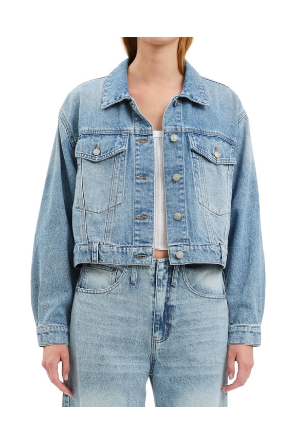 womens  Bestie Caught Up Cropped Denim Jacket, l
