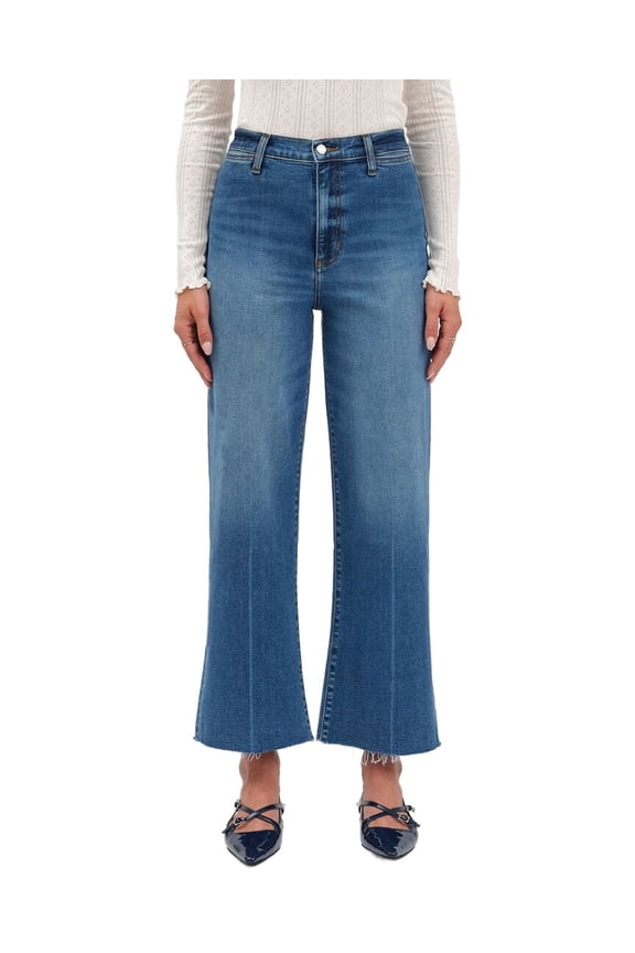 womens Pleaser Indigo Wave High Rise Wide Ankle Jean, 31