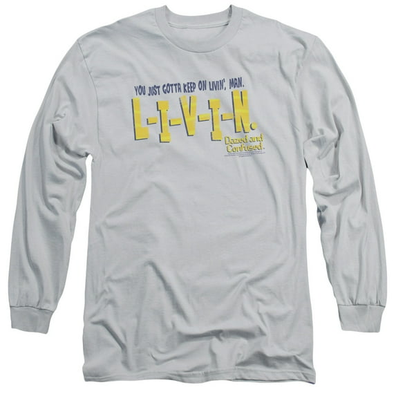 Dazed And Confused Livin Long Sleeve Adult 18/1 T-Shirt Silver