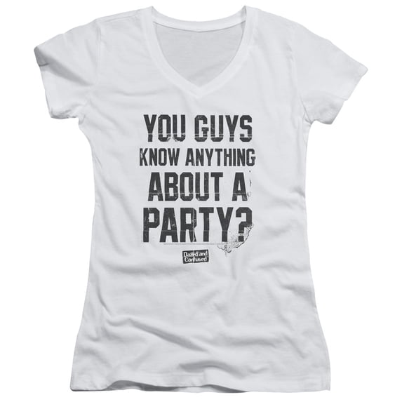 Dazed And Confused Party Time Junior Women's T-Shirt V-Neck T-Shirt White