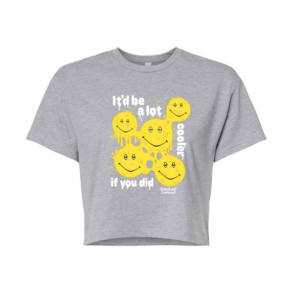 Dazed & Confused - Daze Smiley It'd Be A Lot Cooler - Juniors Cropped Cotton Blend T-Shirt