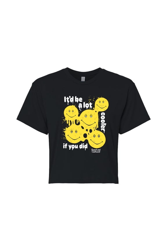 Dazed & Confused - Daze Smiley It'd Be A Lot Cooler - Juniors Cropped Cotton Blend T-Shirt