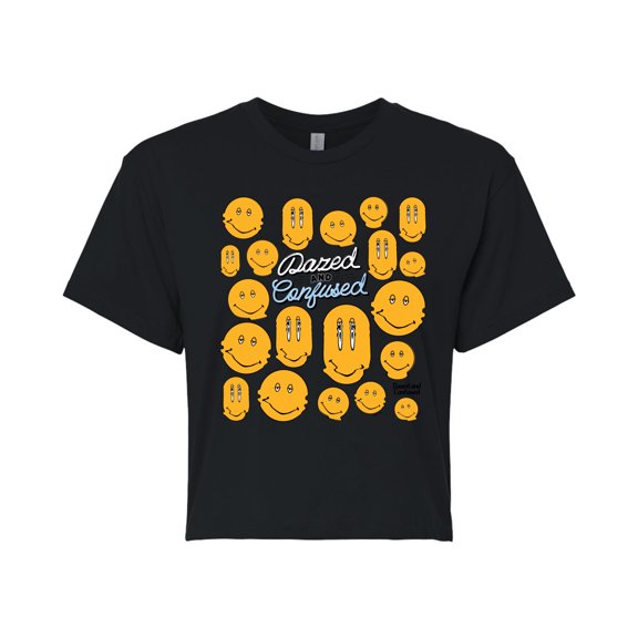 Dazed and Confused - Smiley Face Dazed and Confused - Juniors Cropped Cotton Blend T-Shirt