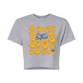 Dazed and Confused - Smiley Face Dazed and Confused - Juniors Cropped Cotton Blend T-Shirt