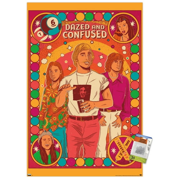 Dazed and Confused - Colorful Group Wall Poster with Pushpins, 22.375" x 34"