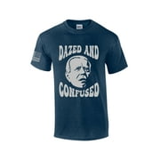 Dazed and Confused Patriotic Funny Men's Short Sleeve T-shirt Graphic Tee With Flag Sleeve-Heather Navy-small