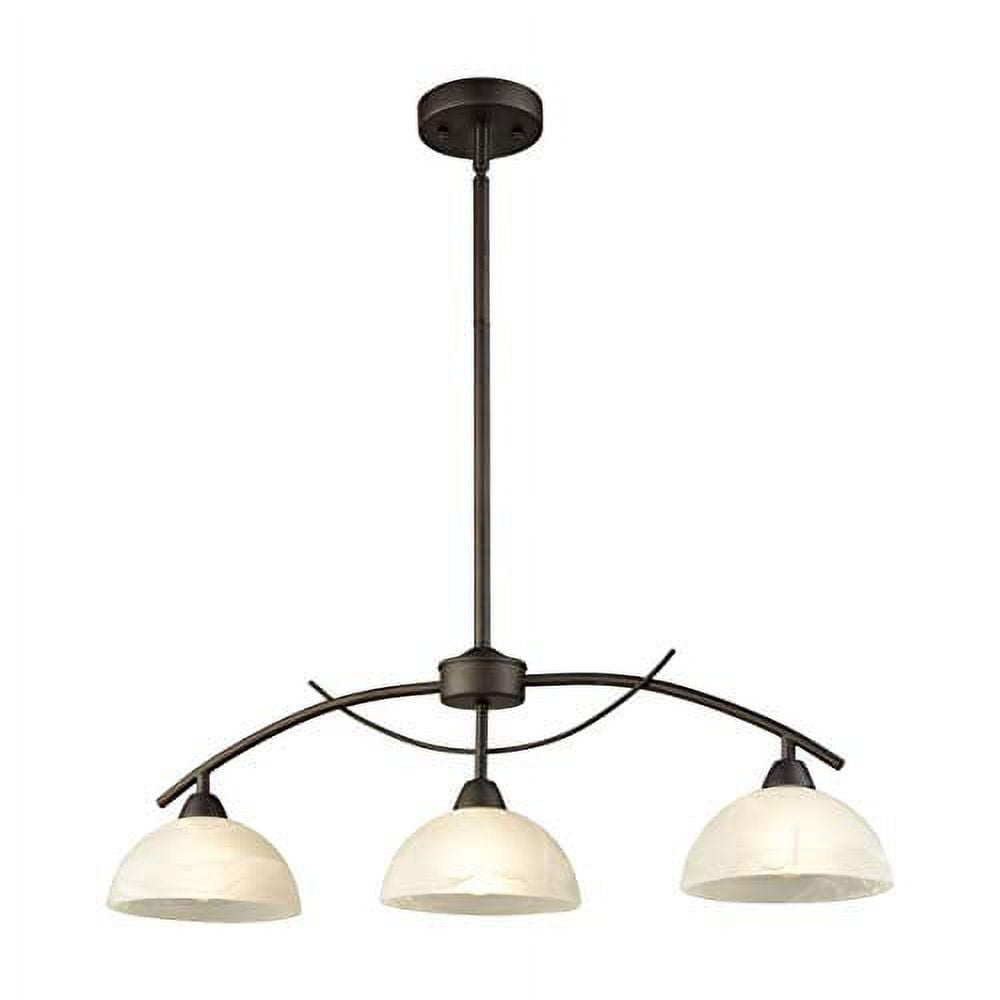 Vintage Golden Bronze 3-Light Pendant with Alabaster Glass Shades