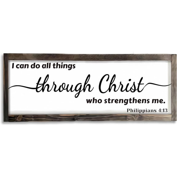 Dazingart Farmhouse Prayer Sign, I Can Do All Things Through Christ Who Strengthens Me, Rustic Wooden Wall Decor Sign, Scripture Wall Art, Scripture Plaques Bible Quotes (Philippians)