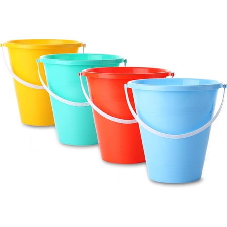 Dazmers 4 Pack Beach Bucket Pail Set, Colorful Sandcastle Moulds for Kids and Toddlers