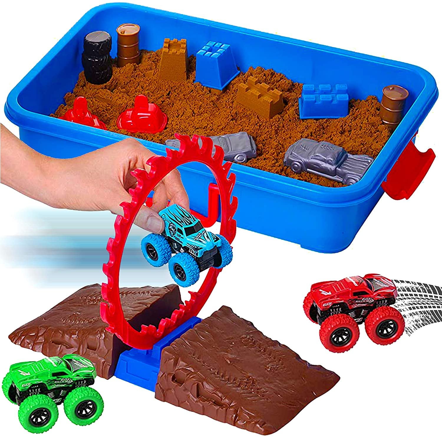 Dazmers Monster Truck Sand Play Set Sandbox Kit for Kids Aged 3 5 Toddlers Beach Sensory Toy Walmart