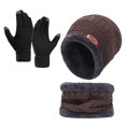thumbnail image 1 of Daznico 3 Pieces Winter Knitted Accessory Set, Lined Beanie, Neck Warmer and Touchscreen Gloves, Thermal Warm Gear for Cold Weather Outdoor Use, 1 of 2