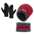thumbnail image 1 of Daznico 3 Pieces Winter Knitted Accessory Set, Lined Beanie, Neck Warmer and Touchscreen Gloves, Thermal Warm Gear for Cold Weather Outdoor Use, 1 of 2