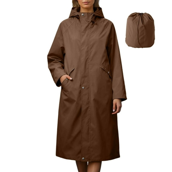 Daznico Anoraks Hooded Rain Jacket Outdoor Long Sleeve Windbreaker Coat for All Seasons,Jackets for Women,S