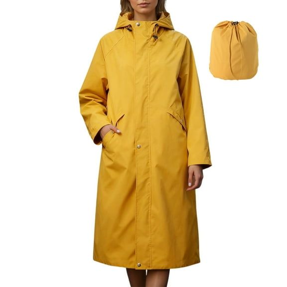 Daznico Anoraks Hooded Rain Jacket Outdoor Long Sleeve Windbreaker Coat for All Seasons,Jackets for Women,S