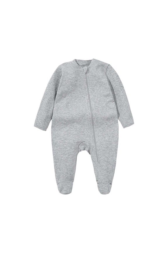 Baby Boys Full Zip Up Pajamas Romper with Front Zipper Soft Long Sleeve Jumpsuit for Toddler Cozy Sleeper Outfit,NB-1 Months