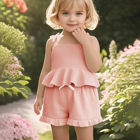 Daznico Baby Girls Summer Outfits 2 Piece Set Casual Sleeveless Romper Shorts Set for Toddlers Beach School Party Yoga Outfit,0-3 Months