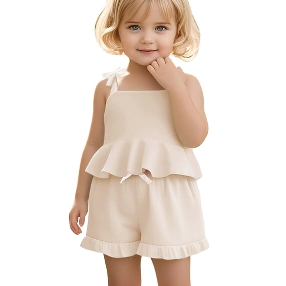 Daznico Baby Girls Summer Outfits 2 Piece Set Casual Sleeveless Romper Shorts Set for Toddlers Beach School Party Yoga Outfit,0-3 Months