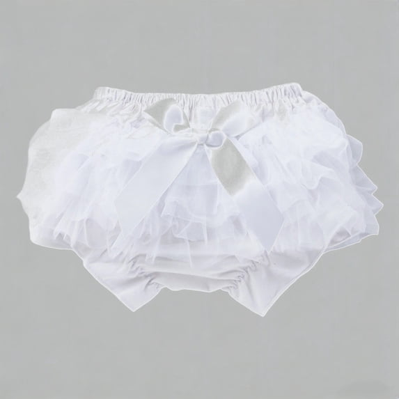 Daznico Baby Girls Tutu Bloomers Ruffled Tulle Shorts with Bow Elastic Waist Soft Lightweight Everyday Wear,12-24 Months