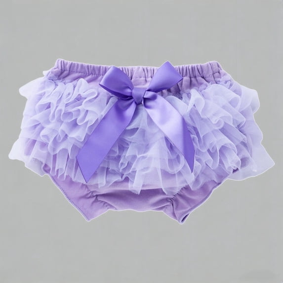 Daznico Baby Girls Tutu Bloomers Ruffled Tulle Shorts with Bow Elastic Waist Soft Lightweight Everyday Wear,6-12 Months