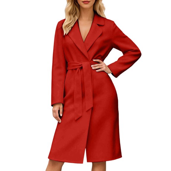 Daznico Blend Double Trench Coat Long Tailored Fit Belted Winter Overcoat Outerwear Jacket Classic,L