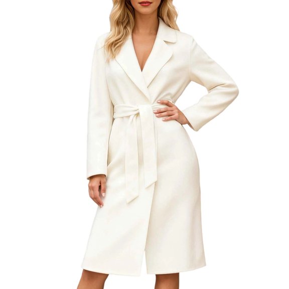 Daznico Blend Double Trench Coat Long Tailored Fit Belted Winter Overcoat Outerwear Jacket Classic,XXL