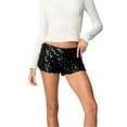 thumbnail image 1 of Daznico Bodycon Shorts High Glitter Sequins Stretchy Lifting Party Clubwear Summer Mini Short Pants,Mardi Gras Clothing,M, 1 of 3