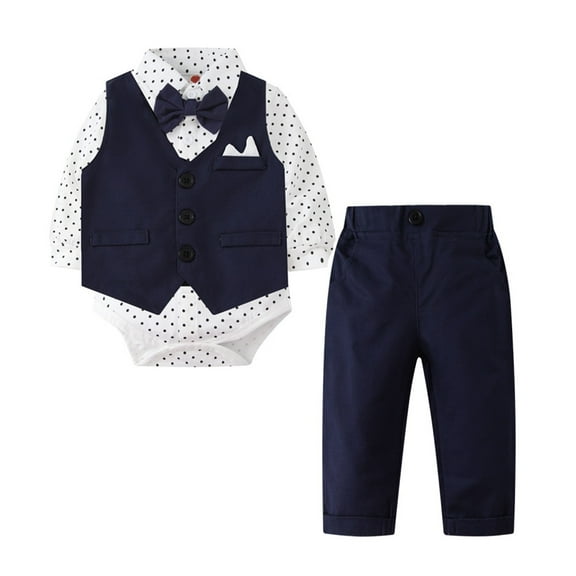 Daznico Boys Outfits Set Formal Suit Vest and Long Pants Toddler Gentleman Clothes for Spring Autumn Season,6-12 Months
