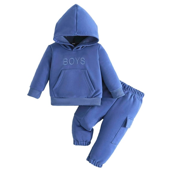 Daznico Boys Outfits Set Hooded Sweatshirt and Pants Combo Casual Letter Print Long Sleeve Top with Bottom for Baby School Fall Outfit,18-24 Months