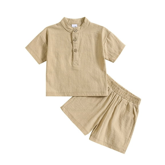 Daznico Boys Short Sleeve Summer Casual Gentleman Tops Hawaii Beach Holiday Solid T Shirt Shorts Outfits,3-4 Years