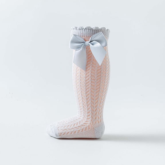 Daznico Breathable Baby Socks Spanish Hollow Knit Mid Calf Socks with Bow for Girls Boys Spring Summer Comfortable Toddler