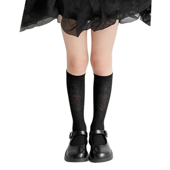 Daznico Breathable Girls Socks Double Needle Knit Long Tube Crew Socks for Kids Soft Comfortable Everyday Wea