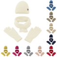 thumbnail image 1 of Daznico Cable Knit Beanie Hat Scarf Gloves 3-Piece Set Soft Thermal Cozy Winter Accessories for Cold Weather Daily Outdoor Wear, 1 of 4