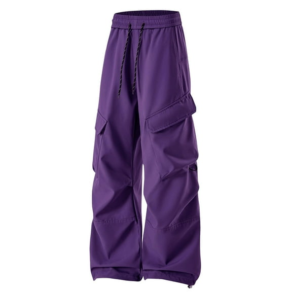 Daznico Cargo Pants for Men - Men and Women Straight Wide Leg Casual Pants - Sweatpants for Men,Color:Purple,Size:3XL